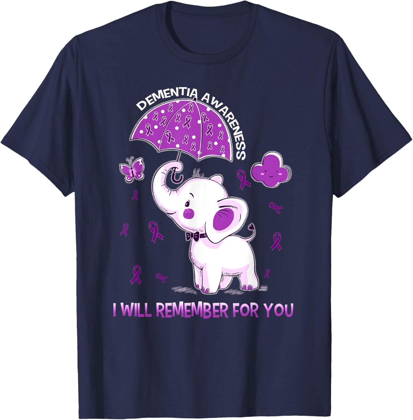 Dementia Awareness Elephant T-Shirt - T-Shirt | Navy