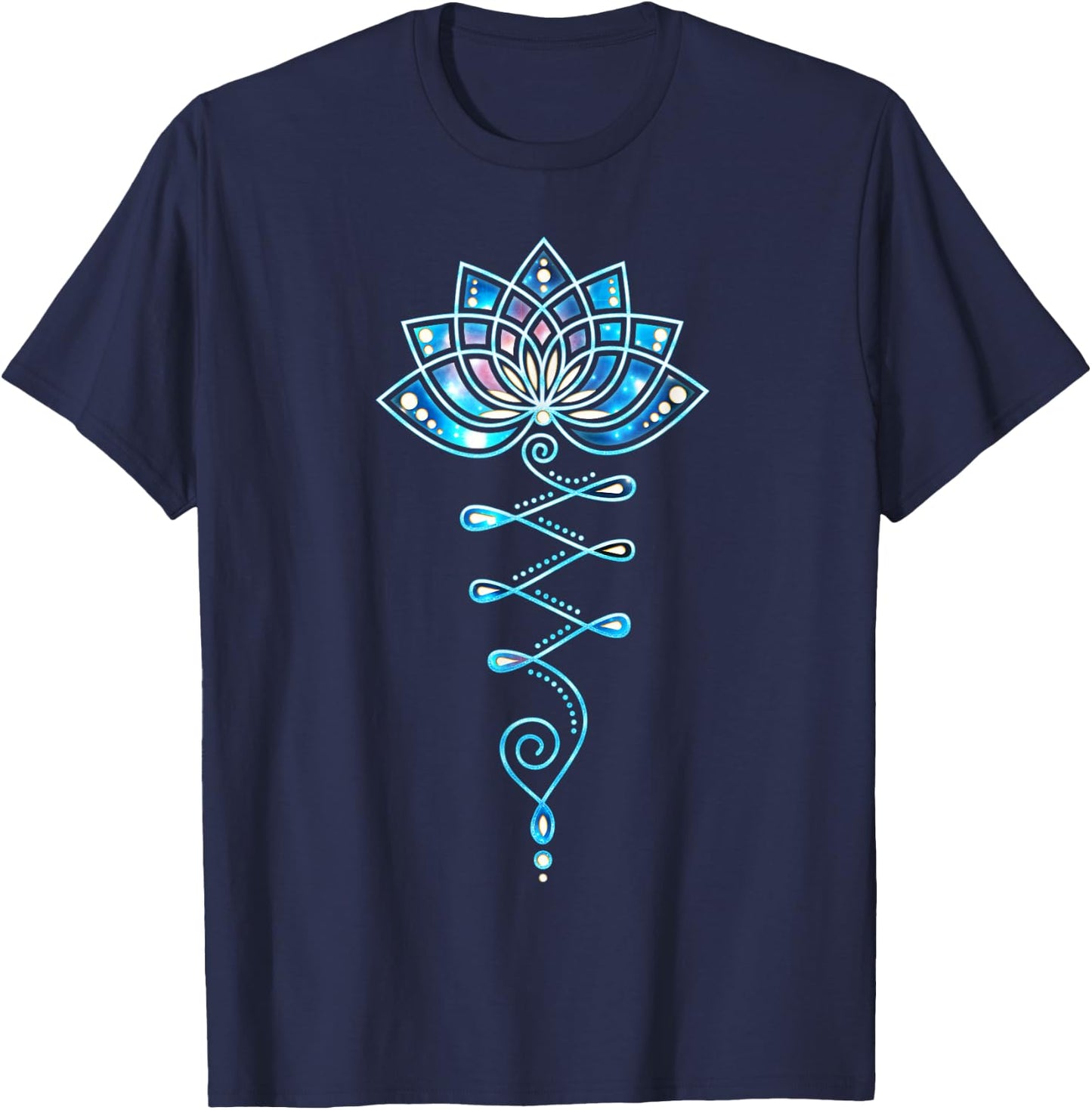 Lotus Flower Unalome Yoga Meditation Awareness Zen T-Shirt - T-Shirt | Navy
