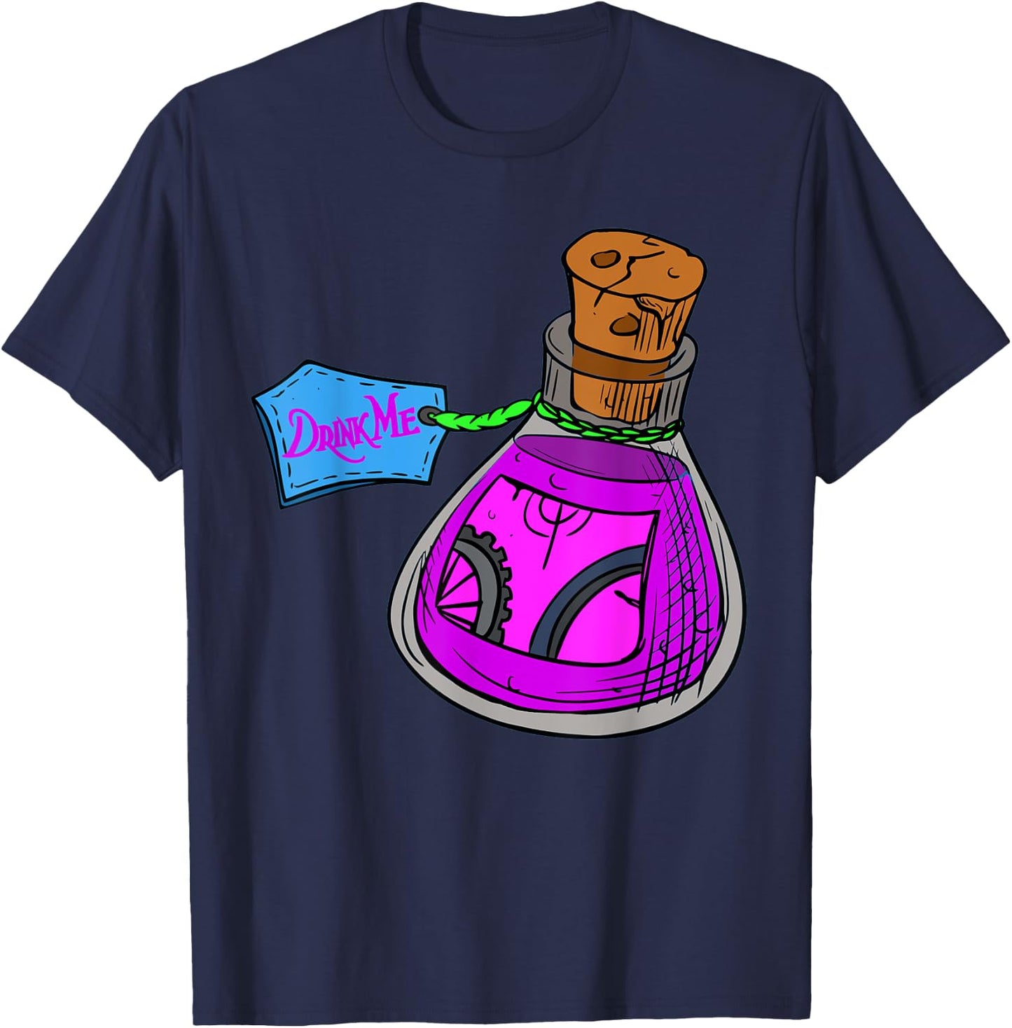 Alice in Wonderland Drink Me Bottle T-Shirt - T-Shirt | Navy