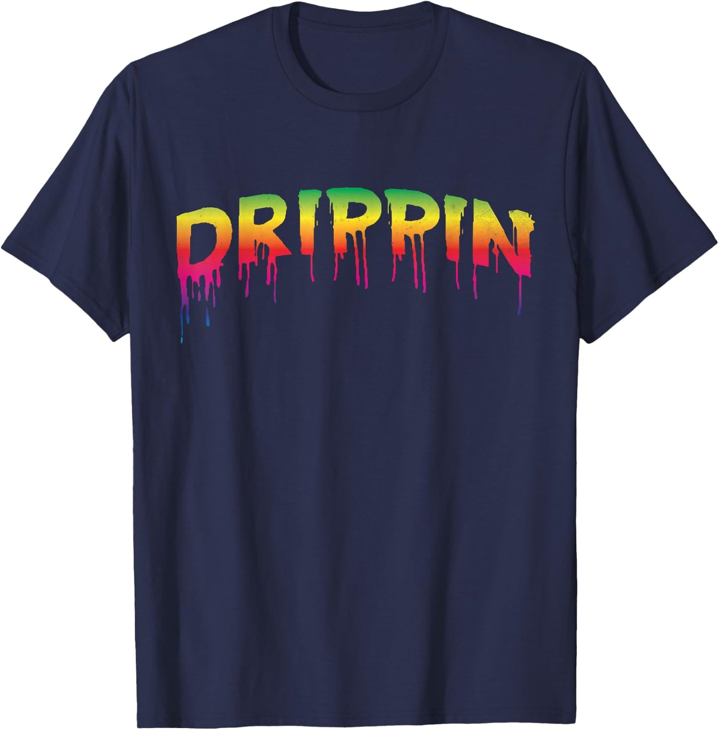 Drippin Sauce Melting Trending Messy Saucy Light Distress T-Shirt - T-Shirt | Navy