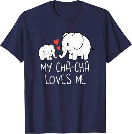 Cute Baby & Grandma My Cha-Cha Loves Me Elephant T-Shirt - T-Shirt | Navy