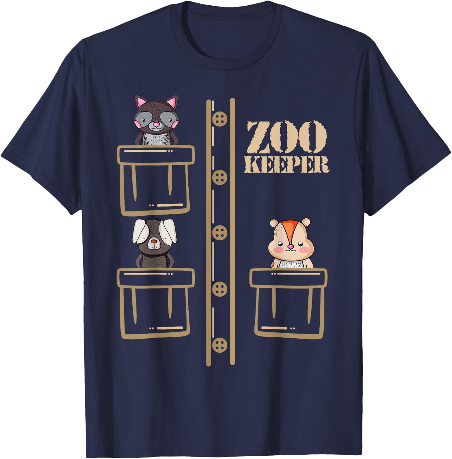 Zoo Keeper Halloween Safari Adult Men Women Costume Shirt T-Shirt - T-Shirt | Navy