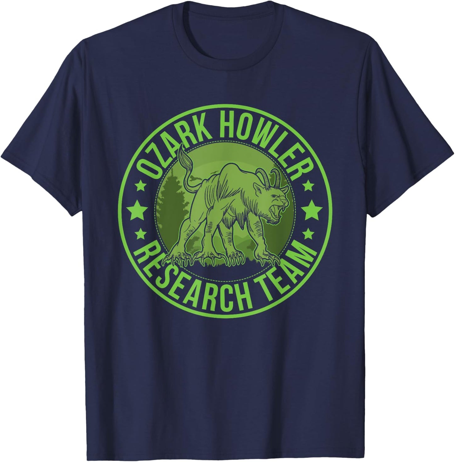 Ozark Howler Hide & Seek Research Team Champion Cryptid T-Shirt - T-Shirt | Navy