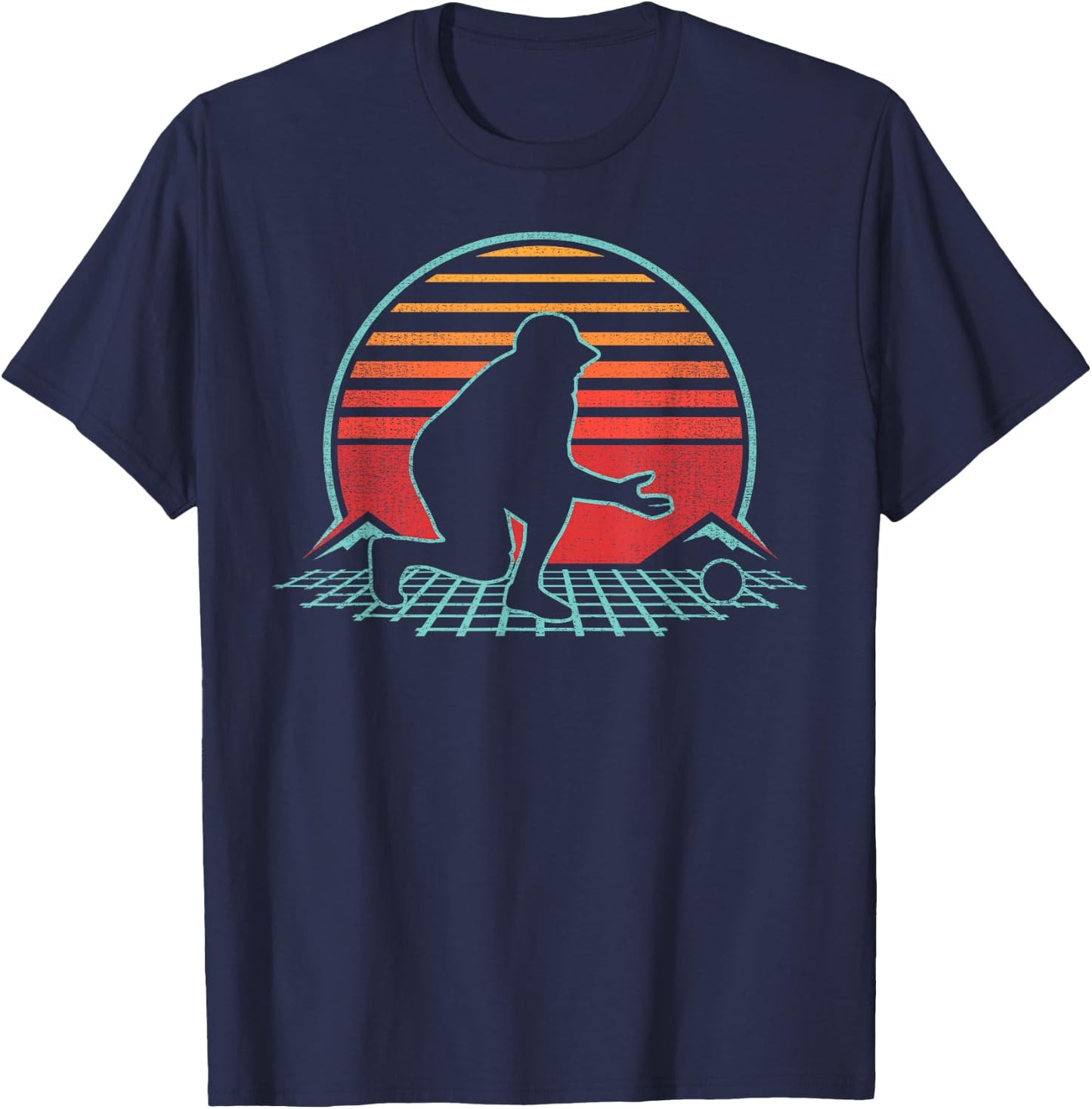 Bocce Retro Vintage 80s Style Bocci Gift T-Shirt - T-Shirt | Navy