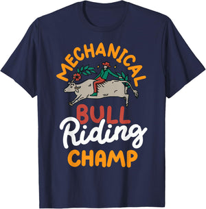 Mechanical Bull Riding Champ T-Shirt - T-Shirt | Navy