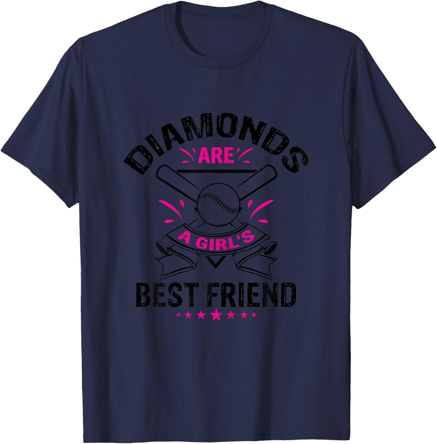 Diamonds Girl's Best Friend Shirt for Baseball and Softball T-Shirt - T-Shirt | Navy