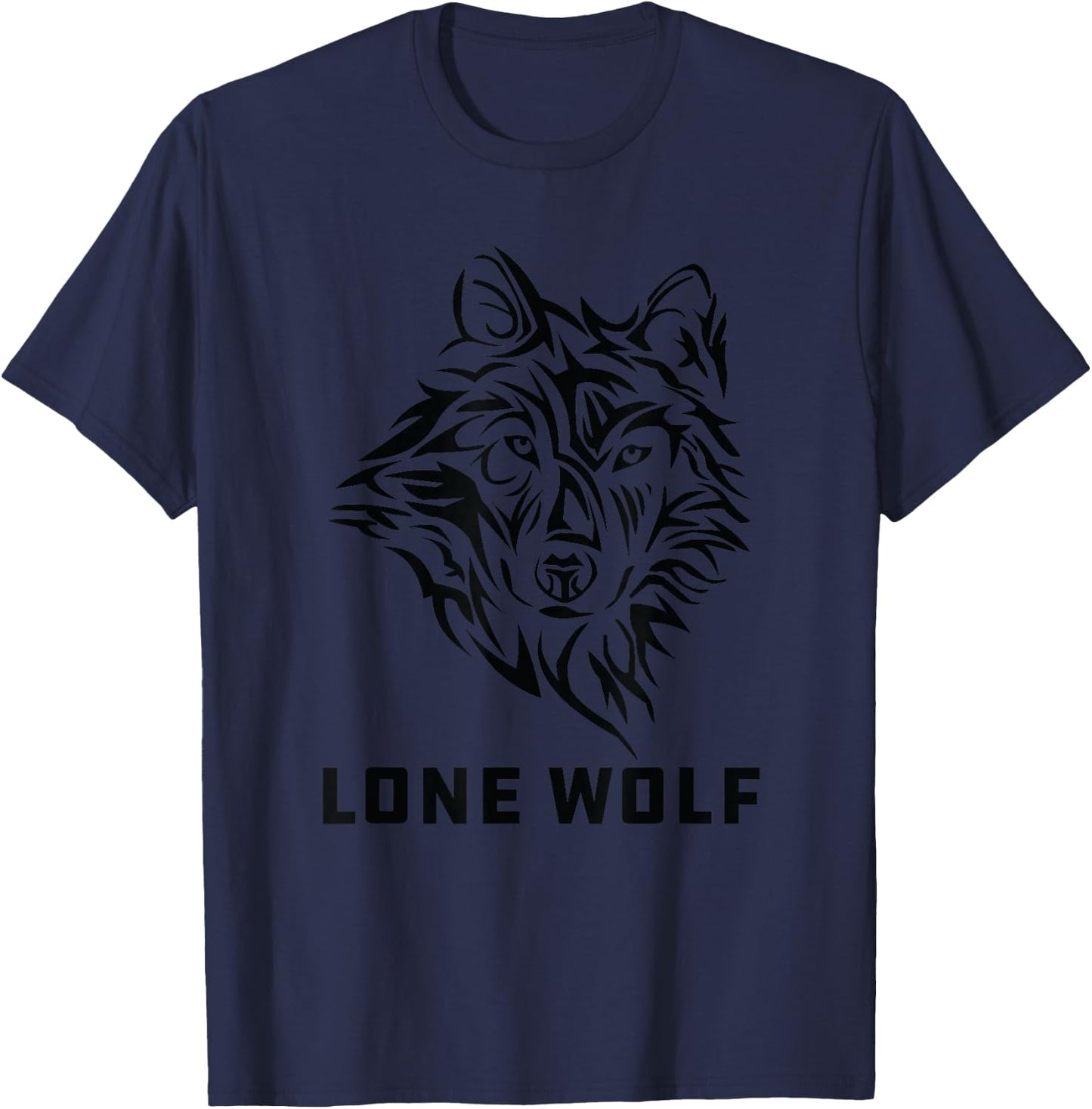 Lone Wolf Tribal Northern Men Women Boys Children T-Shirt - T-Shirt | Navy