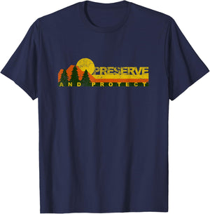 Retro Preserve and Protect - Save our National Forests T-Shirt - T-Shirt | Navy