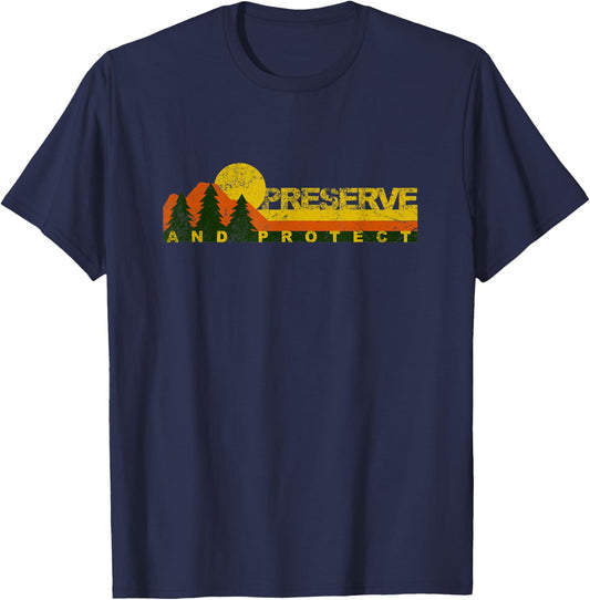 Retro Preserve and Protect - Save our National Forests T-Shirt - T-Shirt | Navy