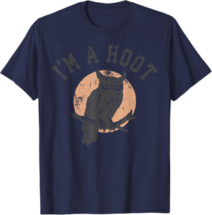 Retro I'm A Hoot Owl Bird Pun Sarcastic Jokes Women Men T-Shirt - T-Shirt | Navy