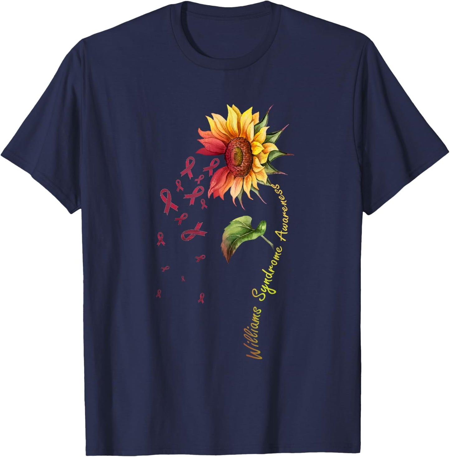Williams Syndrome Awareness Sunflower Shirt T-Shirt - T-Shirt | Navy