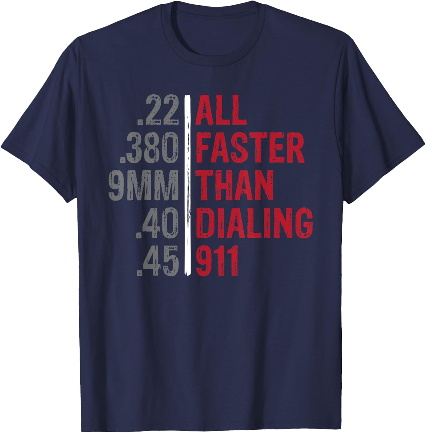 Emergency All Faster Than Dialing 911 Adult Black Modern Classic Collarless T-Shirt - T-Shirt | Navy