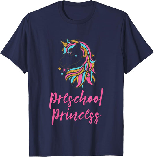 Kids Preschool Princess Unicorn Shirt for Girls, School Shirt T-Shirt - T-Shirt | Navy