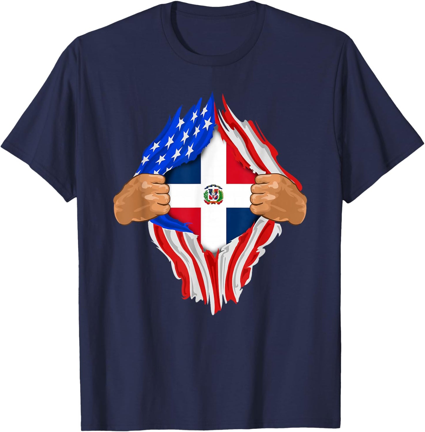 Dominican Blood Inside Me Dominican Republic Flag Gift T-Shirt - T-Shirt | Navy