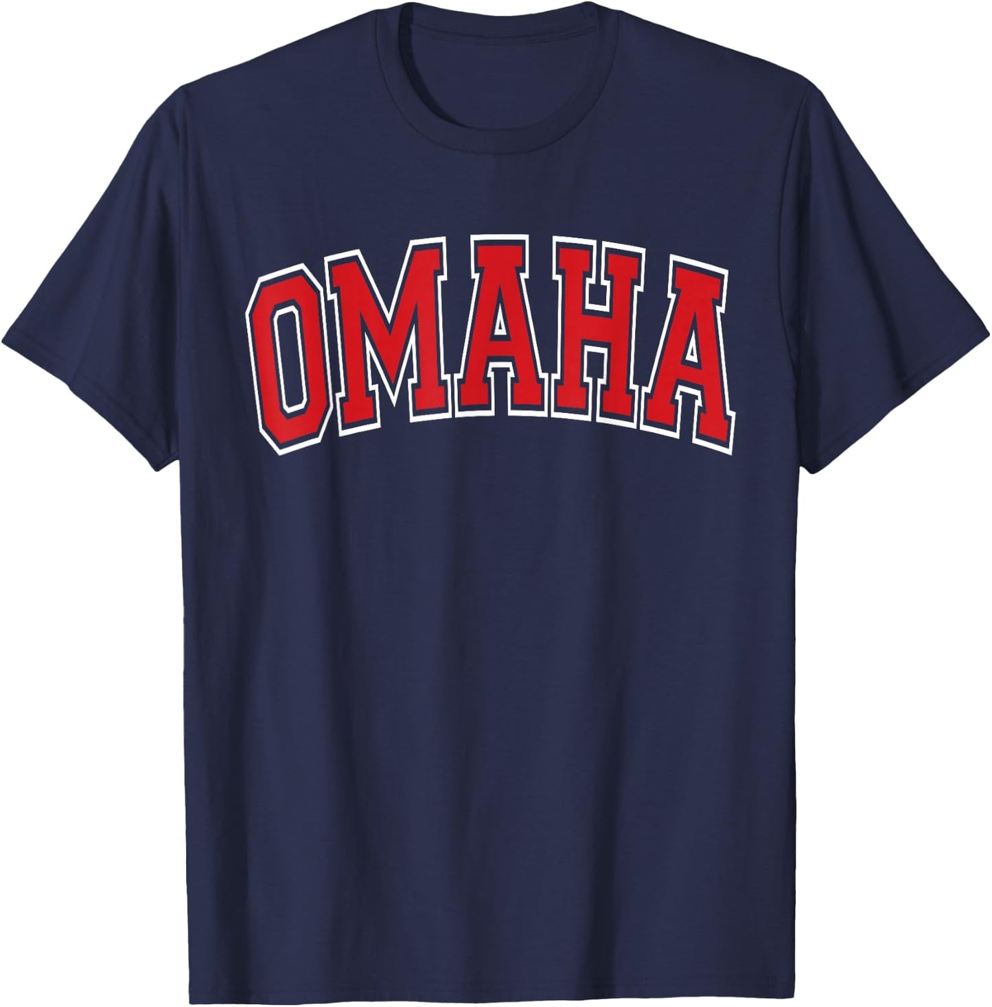 Omaha Arched Text T-Shirt - T-Shirt | Navy