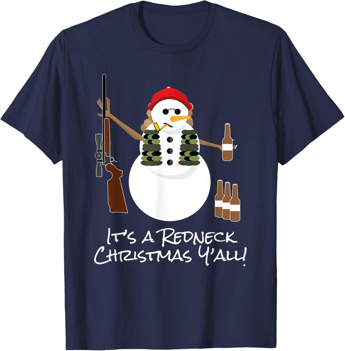Funny Redneck Christmas Snowman Shirt Sarcastic Gift T-Shirt - T-Shirt | Navy