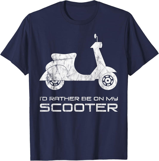 I'd Rather Be on My Scooter Funny Motorbike Hip T-Shirt - T-Shirt | Navy