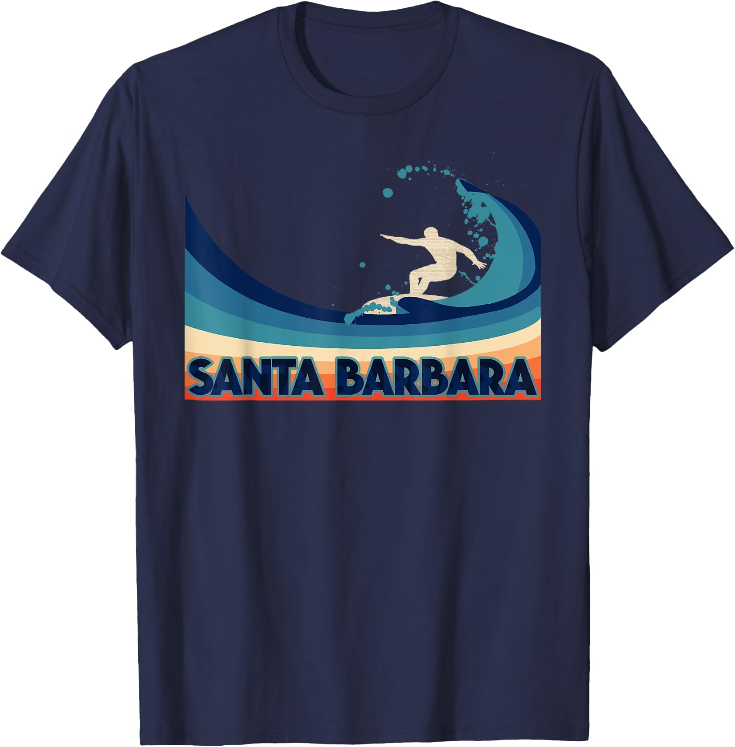 Santa Barbara Retro Surf Travel Souvenir Gift T-Shirt - T-Shirt | Navy