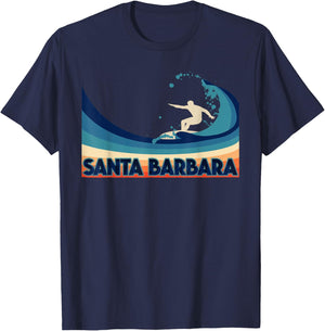 Santa Barbara Retro Surf Travel Souvenir Gift T-Shirt - T-Shirt | Navy