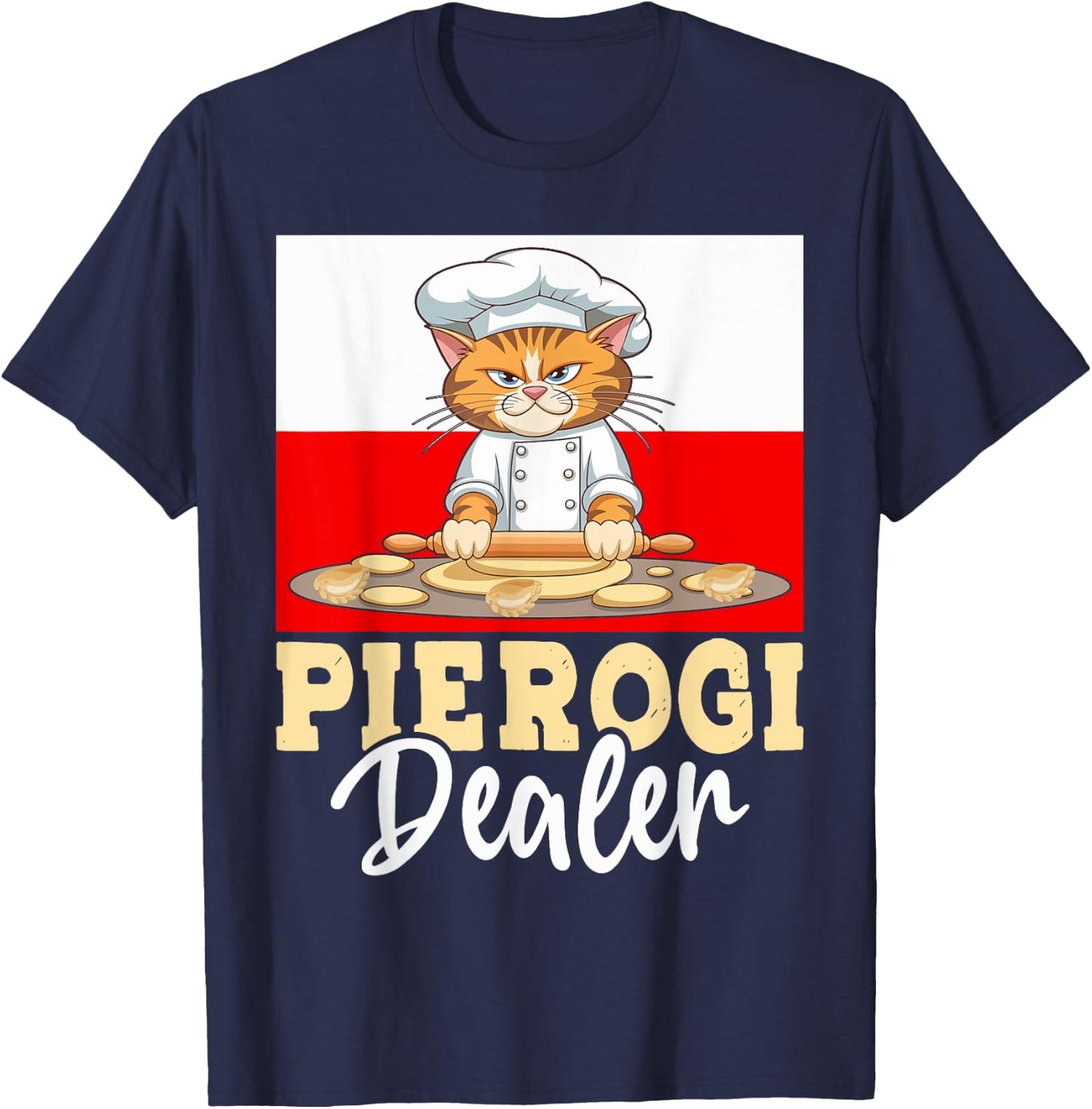 Pierogi Dealer Cat Foodie Traditional Polish Food Lover Women T-Shirt - T-Shirt | Navy