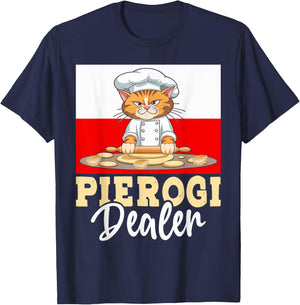 Pierogi Dealer Cat Foodie Traditional Polish Food Lover Women T-Shirt - T-Shirt | Navy