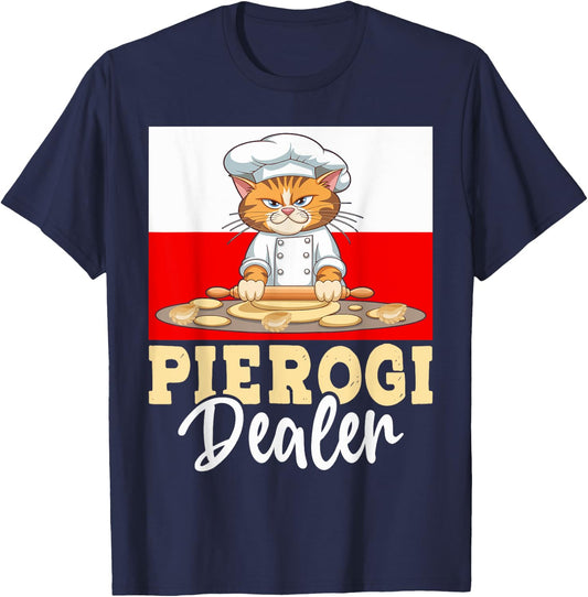 Pierogi Dealer Cat Foodie Traditional Polish Food Lover Women T-Shirt - T-Shirt | Navy