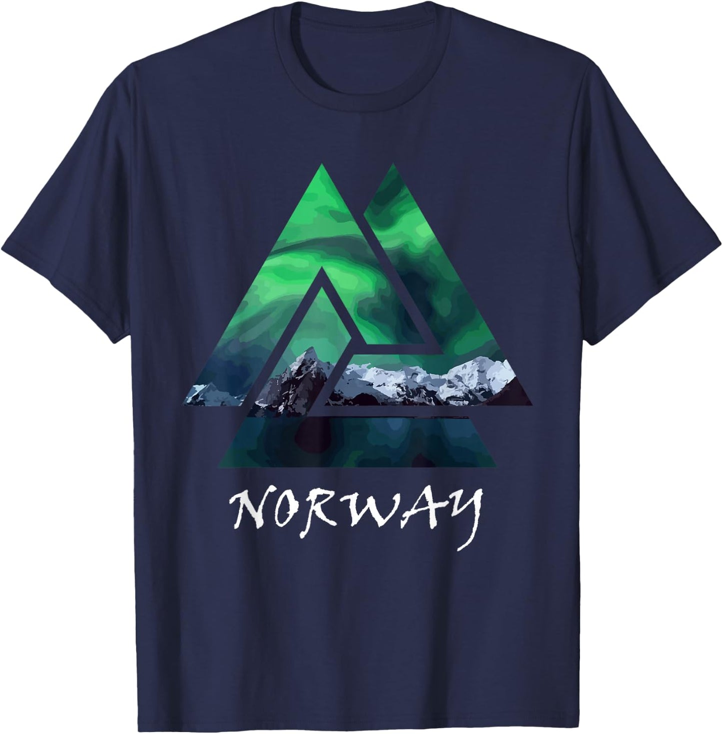 Norway Northern Lights Geometric T-Shirt - T-Shirt | Navy