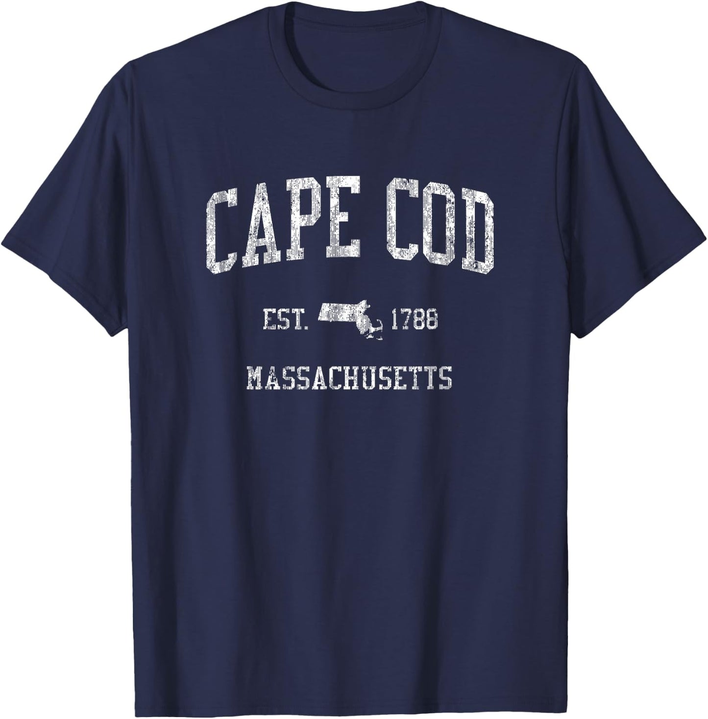 Cape Cod Massachusetts MA Vintage Sports Design T-Shirt - T-Shirt | Navy