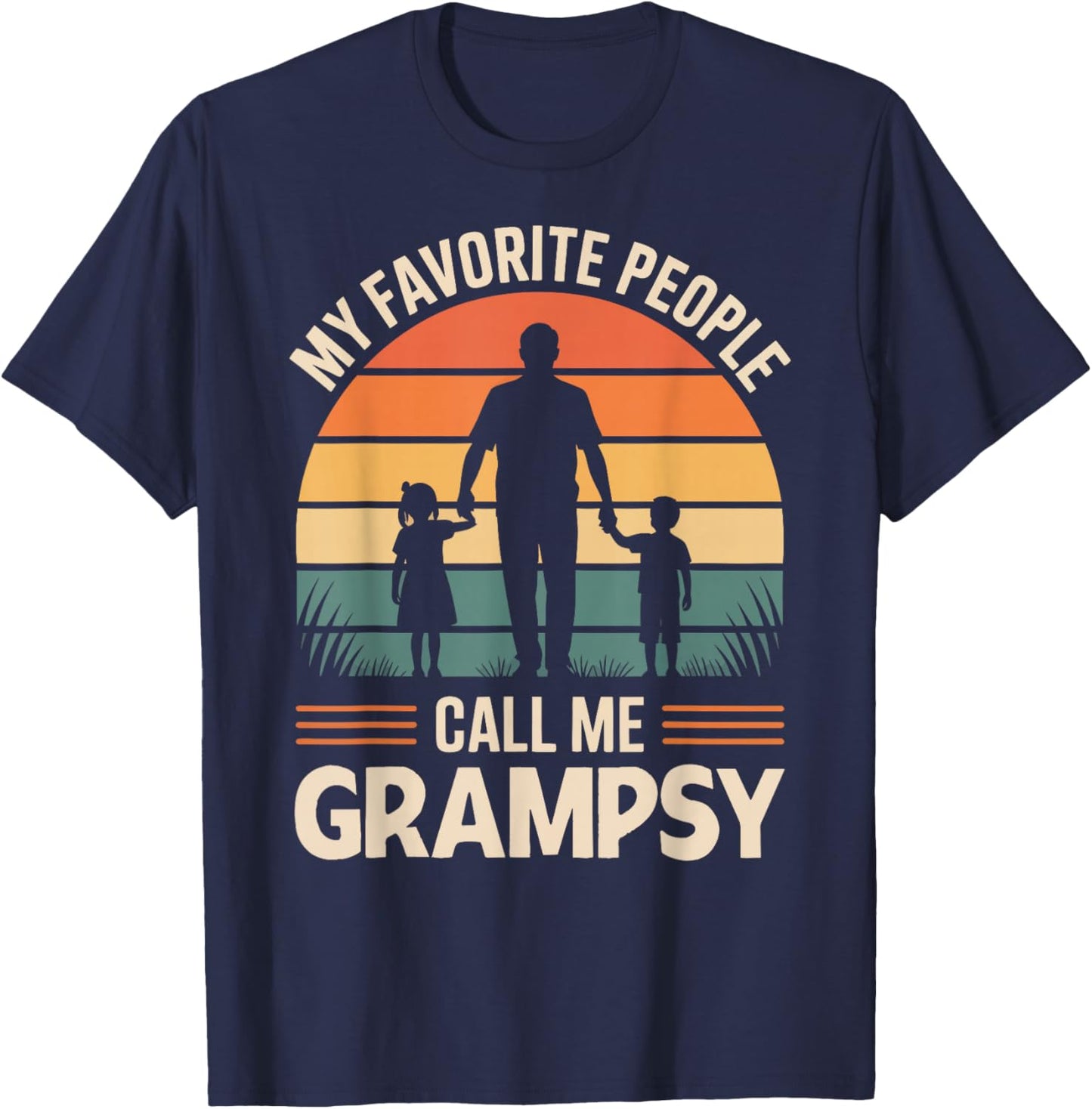 My Favorite People Call Me Grampsy Retro Sunset T-Shirt - T-Shirt | Navy