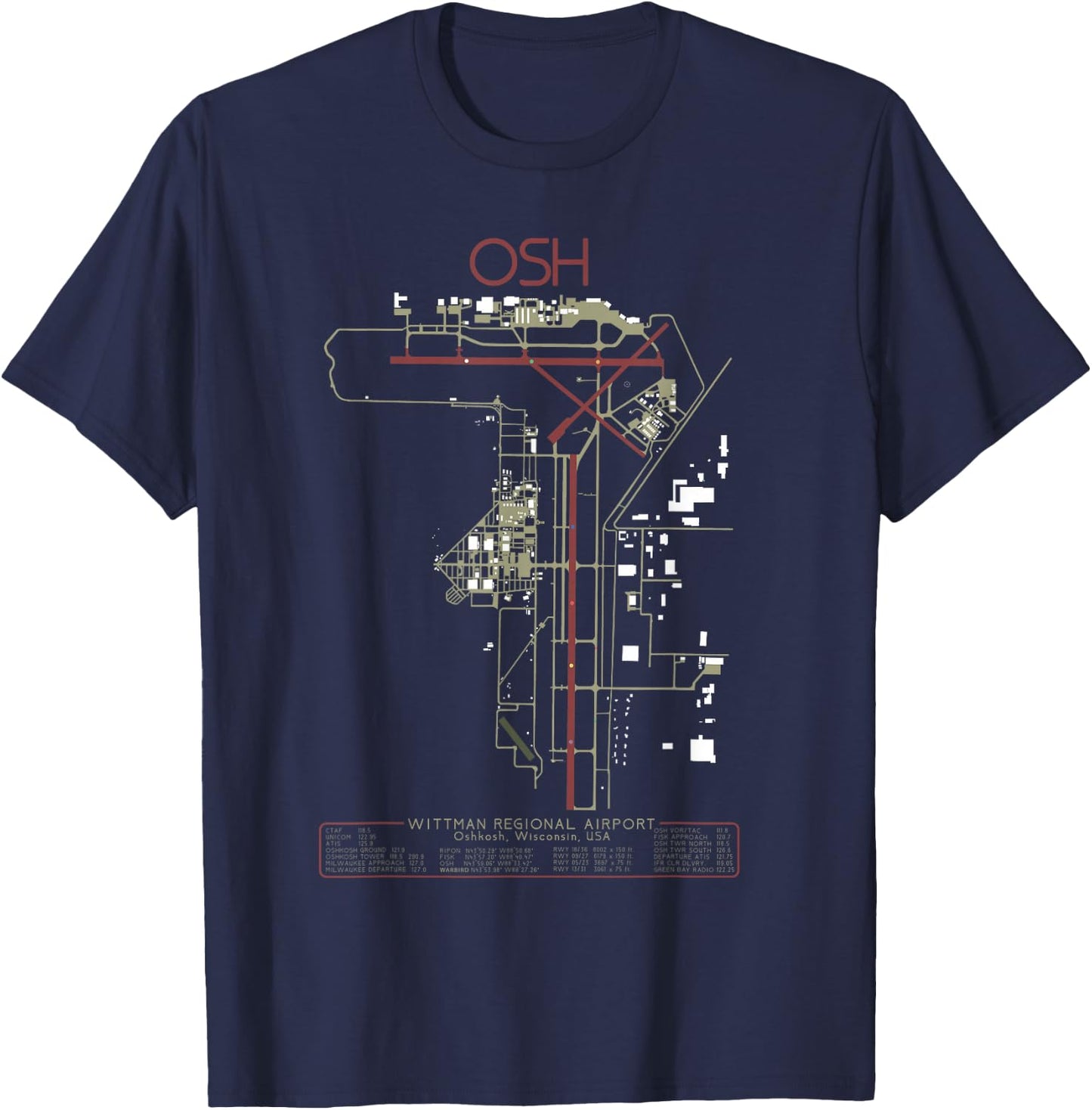KOSH Wittman Regional Airport Oshkosh WI. Art T-Shirt - T-Shirt | Navy