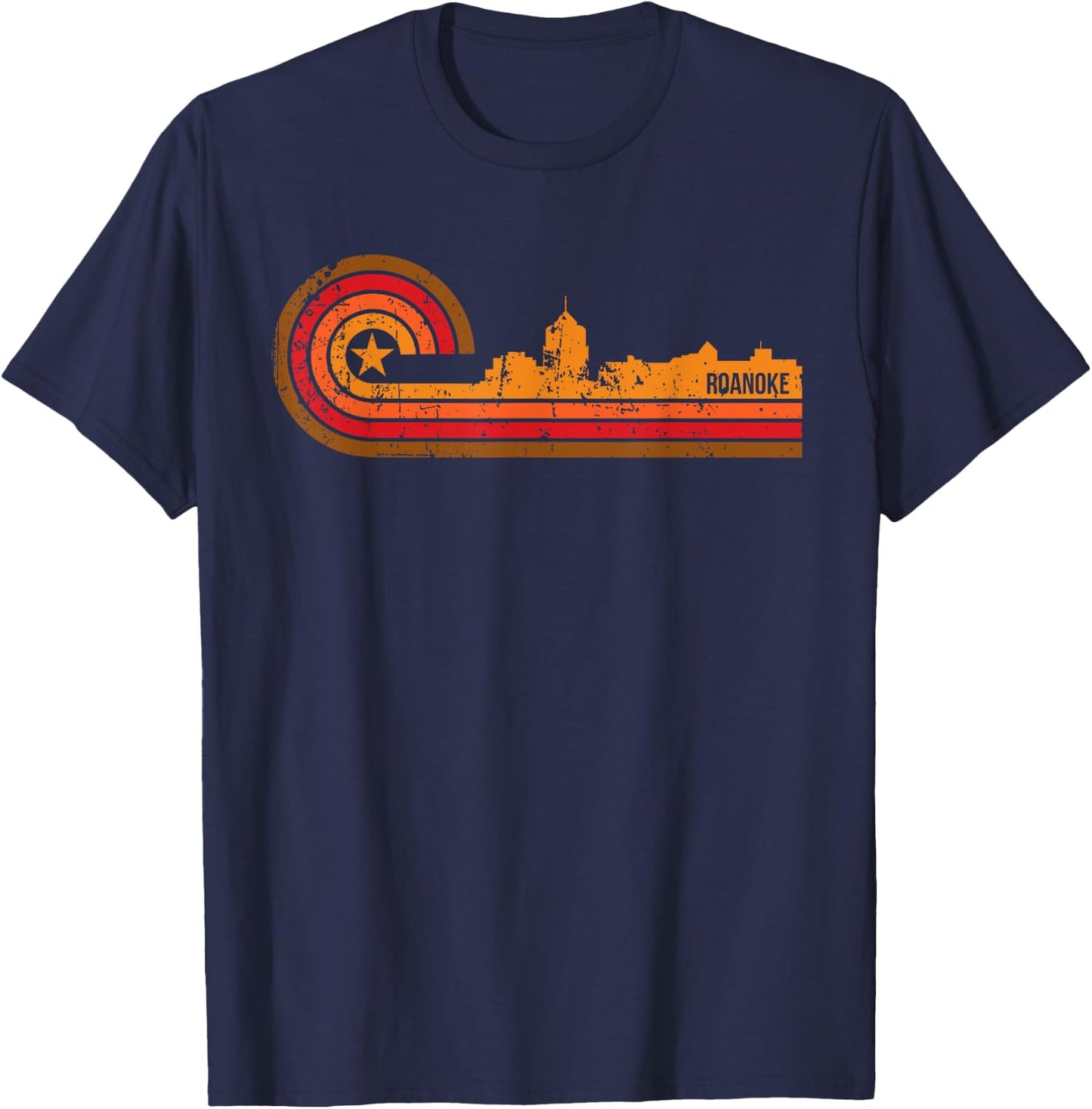 Retro Roanoke - Roanoke VA Skyline Shirt T-Shirt - T-Shirt | Navy