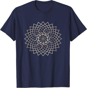 Mandala Geometry Sacred Fractal Art Yoga Mantra Good Vibe T-Shirt - T-Shirt | Navy