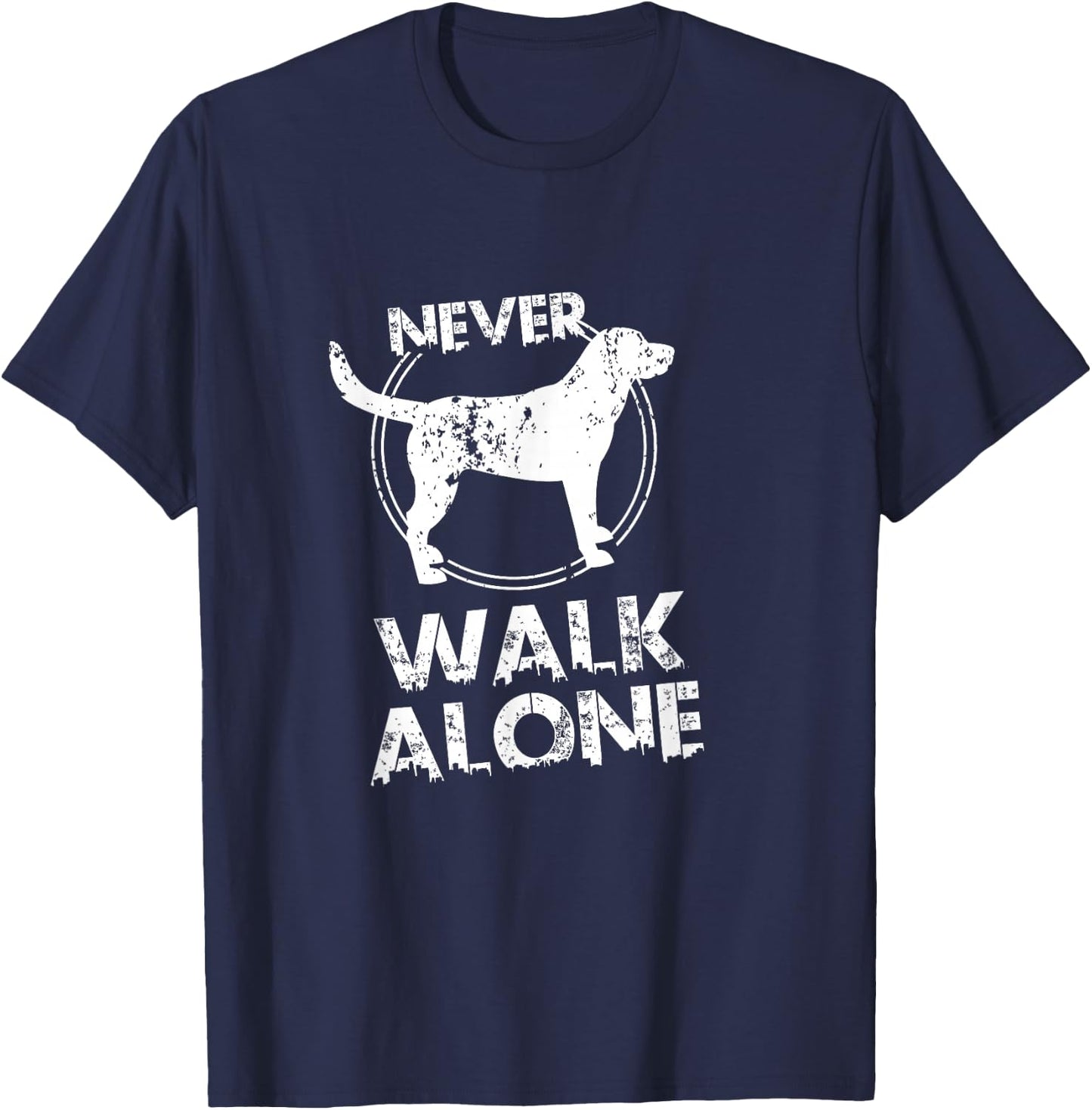 Never Walk Alone Dog Lover T-Shirt - T-Shirt | Navy