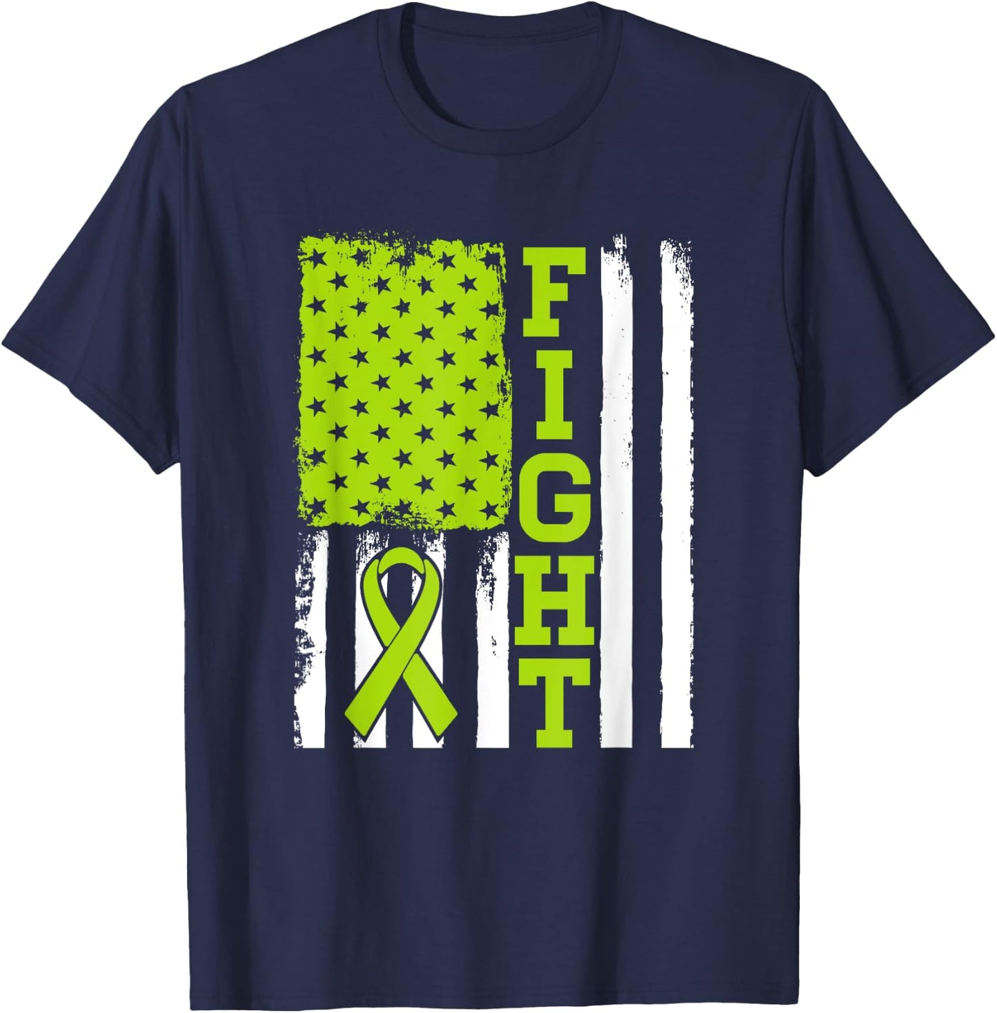 Fight Flag - Lymphoma Cancer Shirt Gift Lymphoma Fighter T-Shirt - T-Shirt | Navy