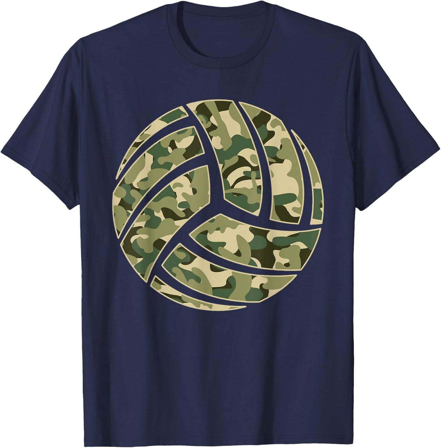 Camouflage Volleyball Lover Player Fan Cute Camo Volleyball T-Shirt - T-Shirt | Navy