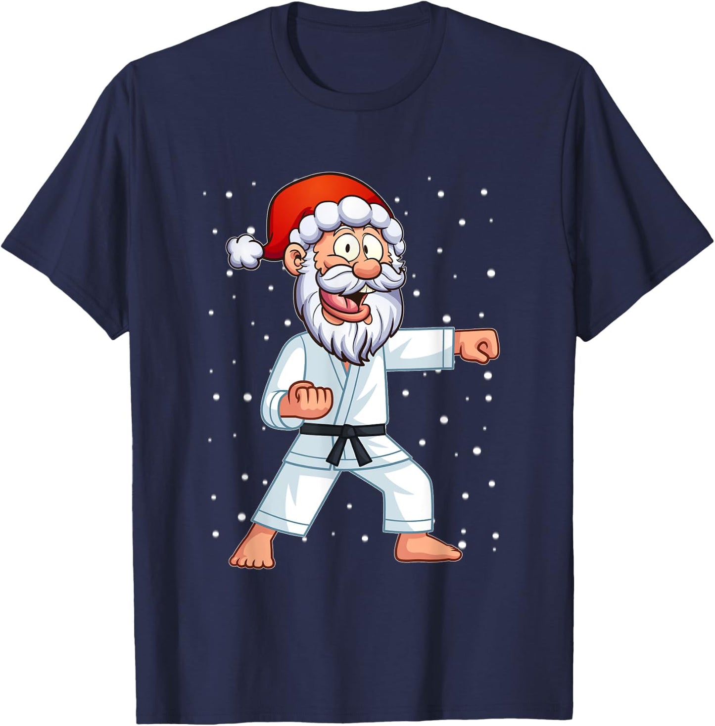 Funny Santa Hat Christmas Karate Kids Shirt For Boys T-Shirt - T-Shirt | Navy
