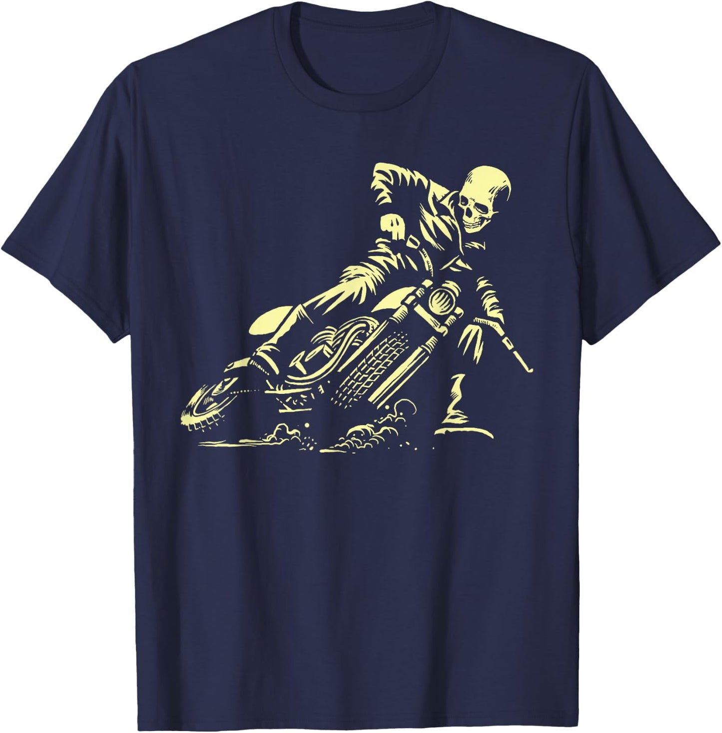 Cafe Racer - Ghost Drift Rider - Vintage Motorcycle T-Shirt - T-Shirt | Navy