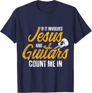 Christian Guitarist Jesus Church Worship Guitar Player T-Shirt - T-Shirt | Navy