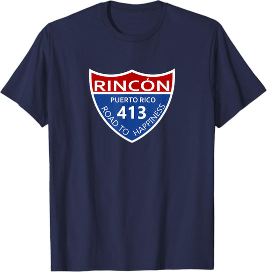 route 413 Rincon Puerto Rico T-Shirt - T-Shirt | Navy