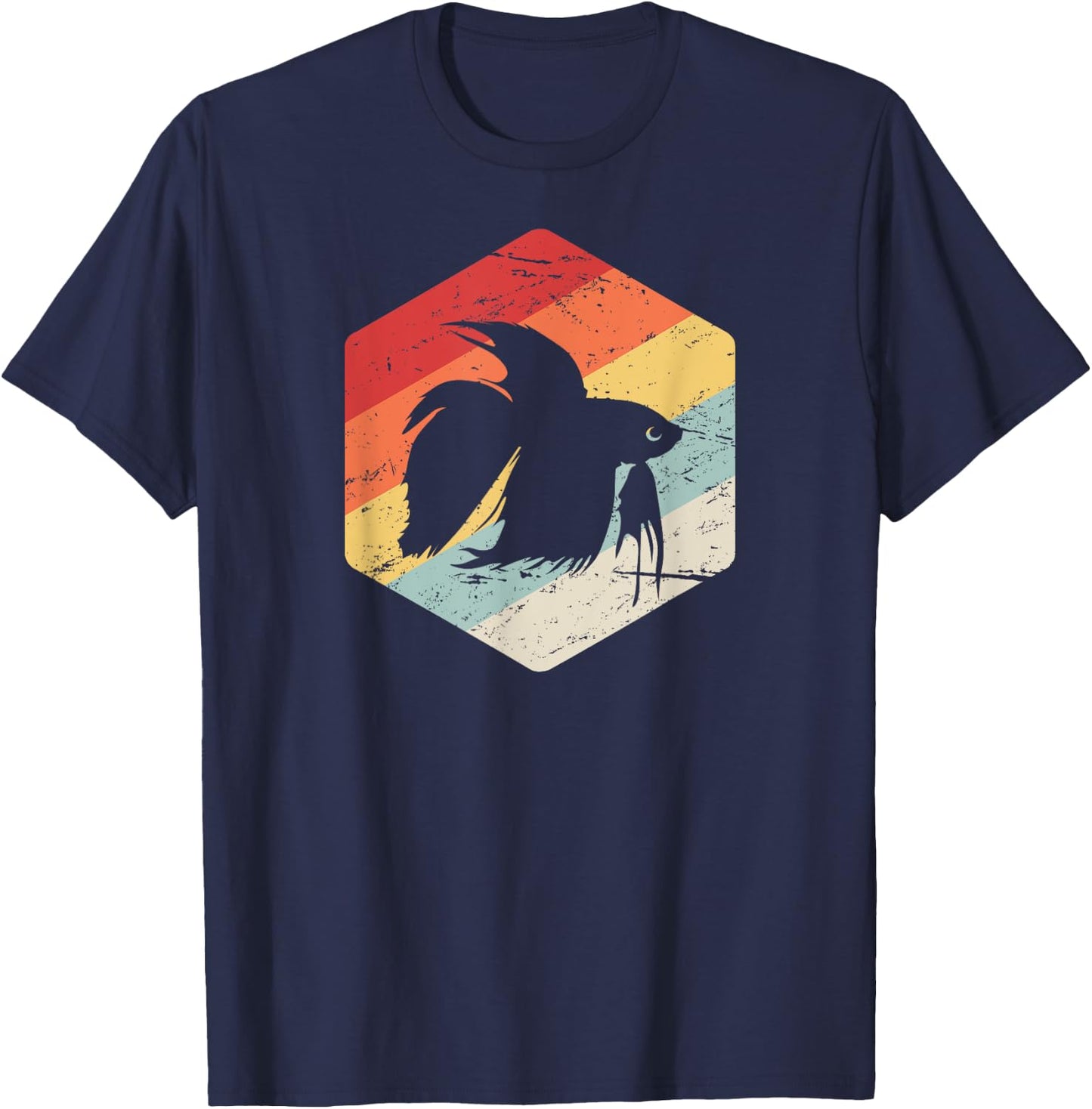 Retro Vintage Freshwater Aquarium Betta Fish T-Shirt - T-Shirt | Navy