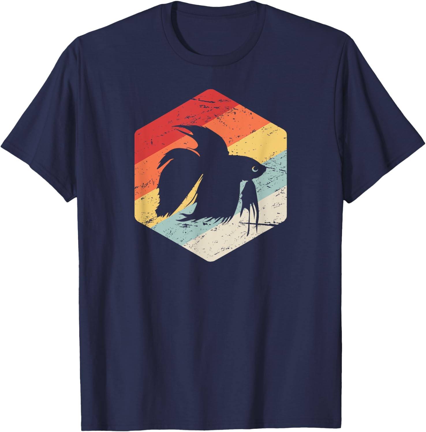 Retro Vintage Freshwater Aquarium Betta Fish T-Shirt - T-Shirt | Navy