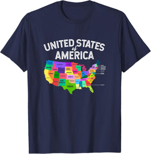 USA map Shirt United States Map US Travel Gift T-Shirt - T-Shirt | Navy