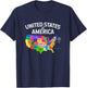 USA map Shirt United States Map US Travel Gift T-Shirt - T-Shirt | Navy