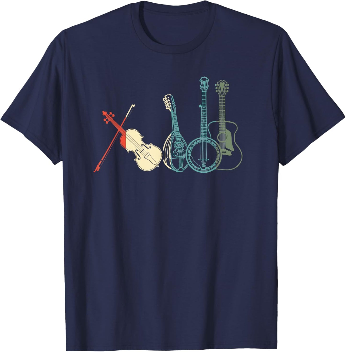Guitars Banjos Fiddle Mandolin T-Shirt - T-Shirt | Navy