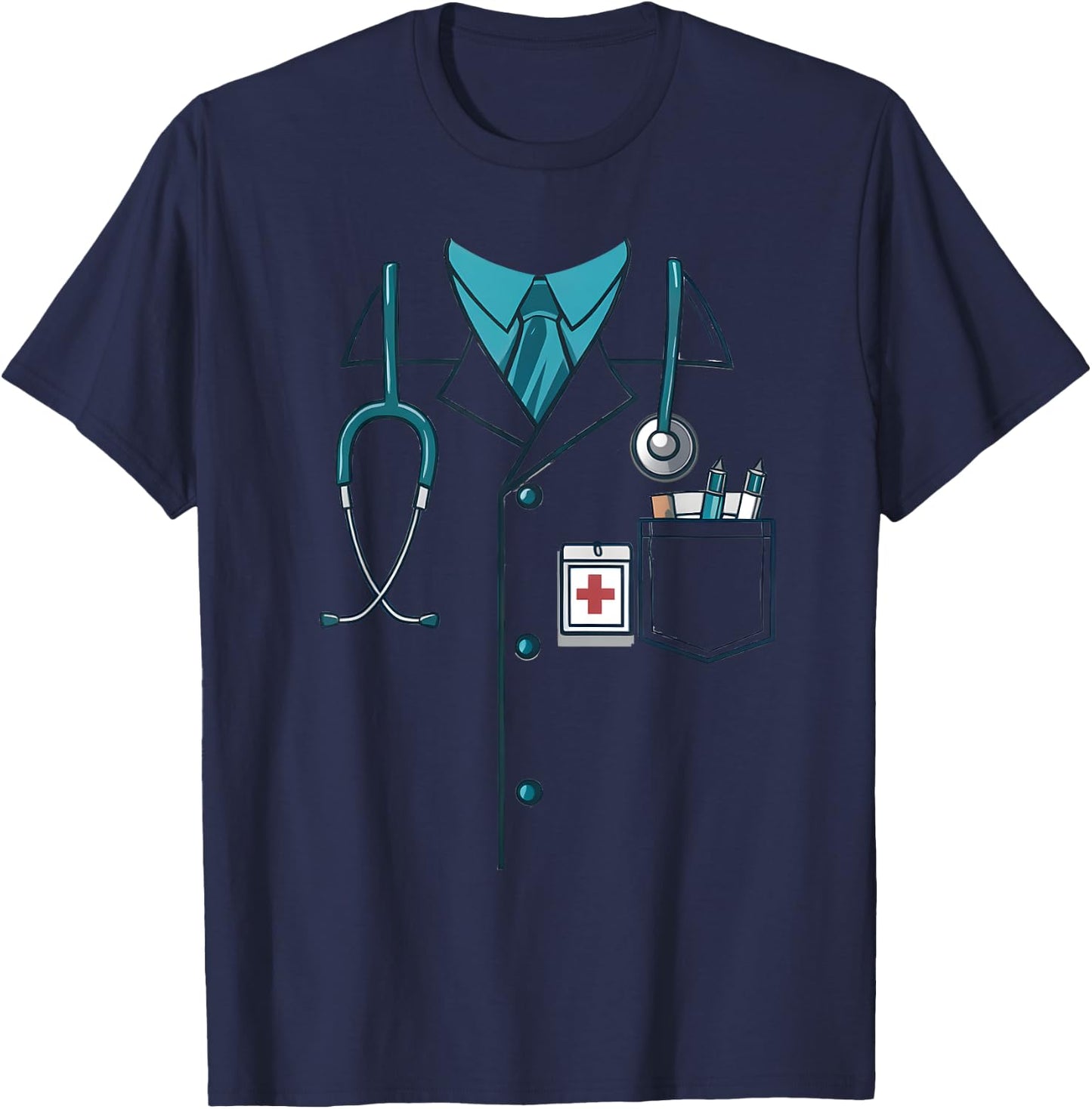 Doctor Halloween Costume Cosplay White Lab Coat Kids T-Shirt - T-Shirt | Navy