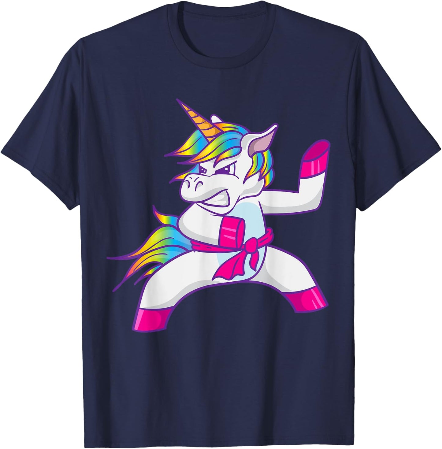 Ninja Unicorn Karate Taekwondo Kung Fu Fighting Unicorn T-Shirt - T-Shirt | Navy