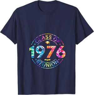 Women's Tie Dye Class of 1976 Reunion 76 Classmates Alumni Meeting V-Neck T-Shirt - T-Shirt | Navy