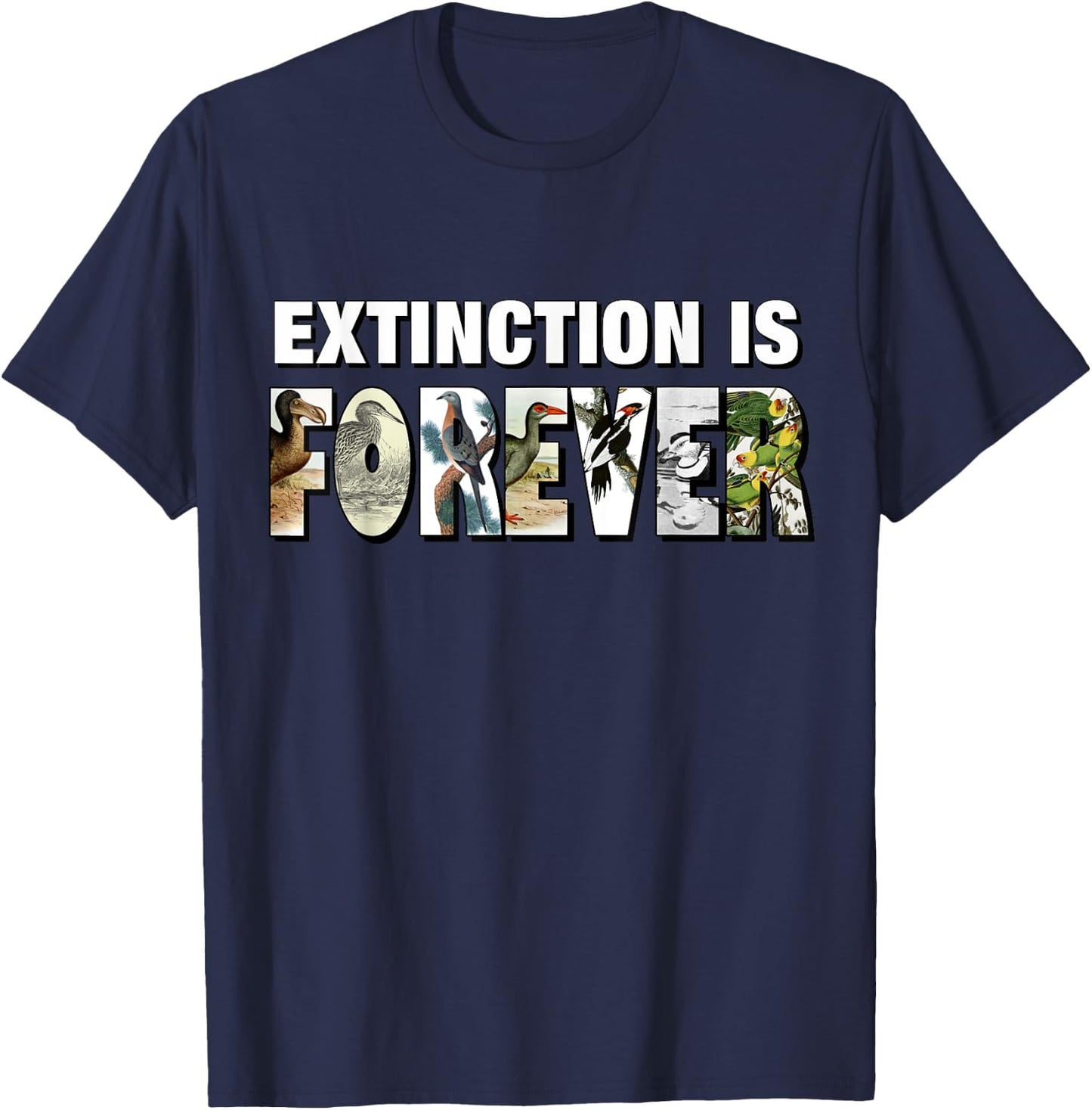 Extinction Is Forever Extinct Birds T-Shirt - T-Shirt | Navy