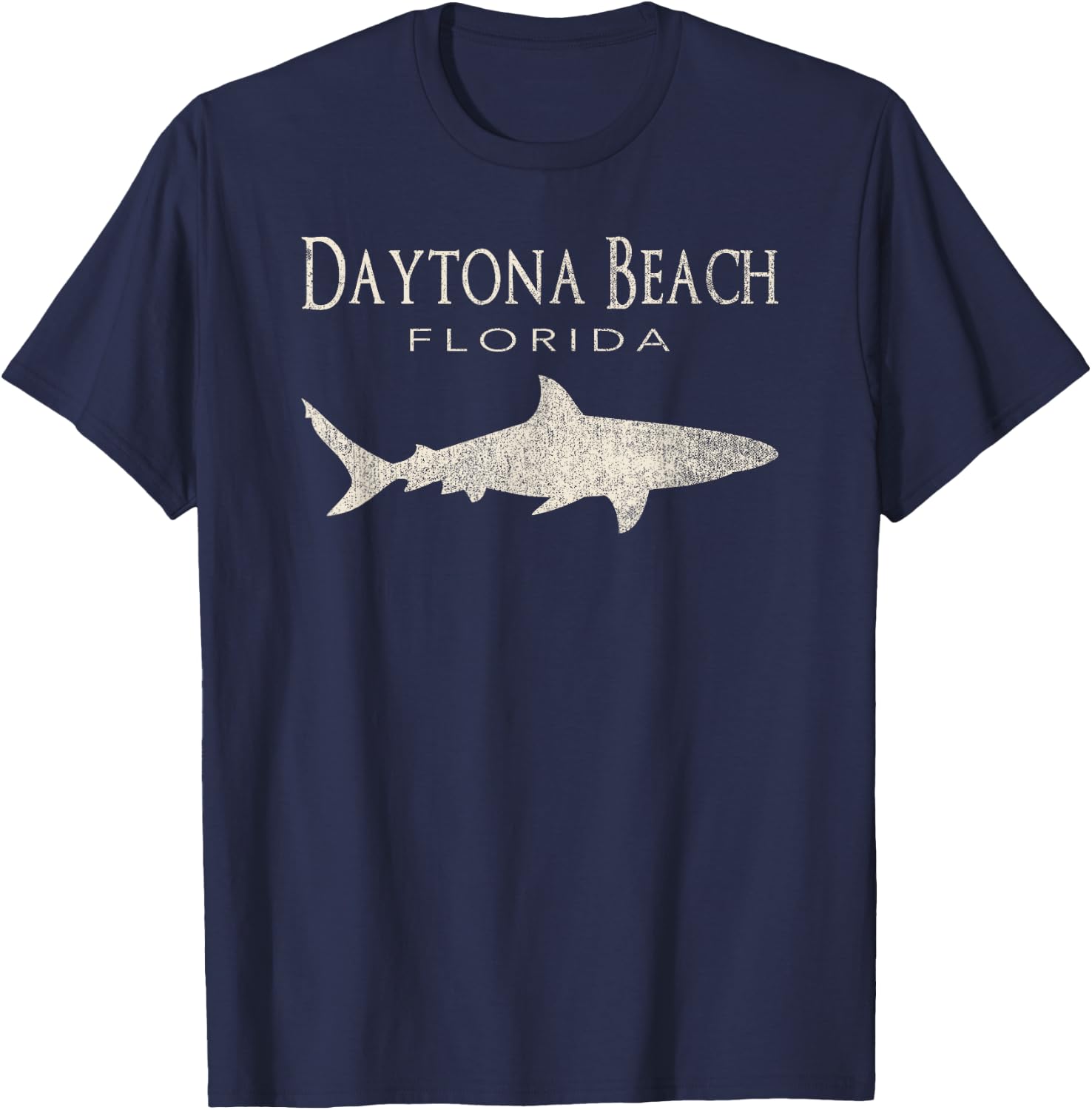 Retro Daytona Beach FL Shark Men Women Kids T-Shirt - T-Shirt | Navy