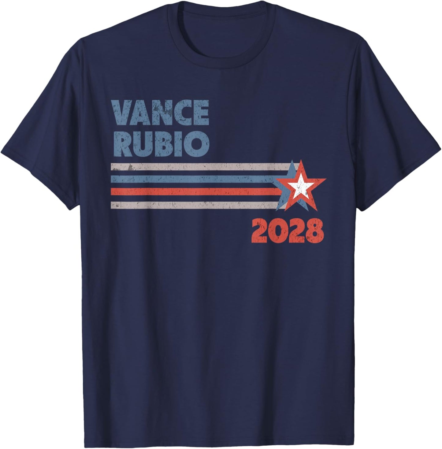 Vance Rubio 2028 Retro Stripe Republican for President T-Shirt - T-Shirt | Navy
